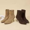 Stivali alti stiletto francesi skinny season stretch stivali Martin velluto camoscio a punta stivali corti donna