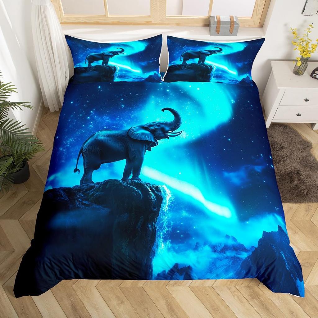 Conjunto de Cama Kawaii Elefante Solteiro King Sonhador Desenho Animado Animal Elefante Capa de Edredom Para Meninos Meninas Rústico Estilo Fazenda Capa de Edredom
