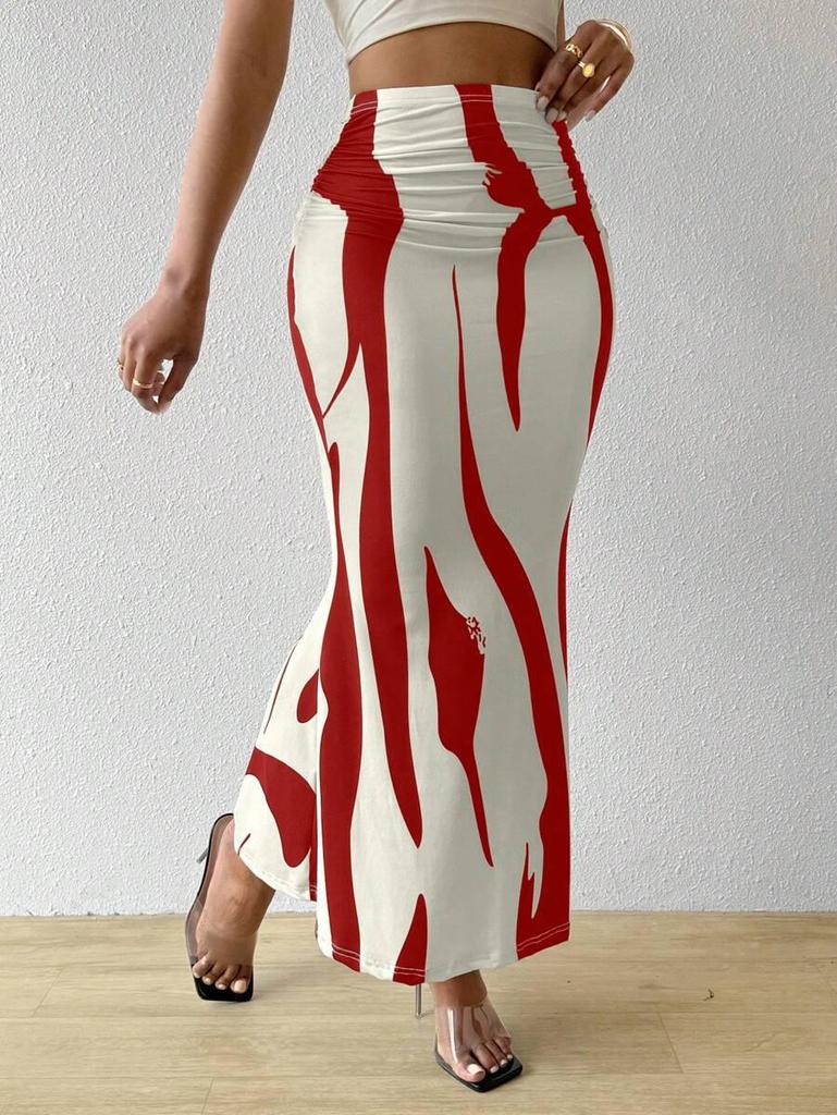Women's Zebra Print High Waist Bodycon Fishtail Midi Skirt - European & American Fashion 2025