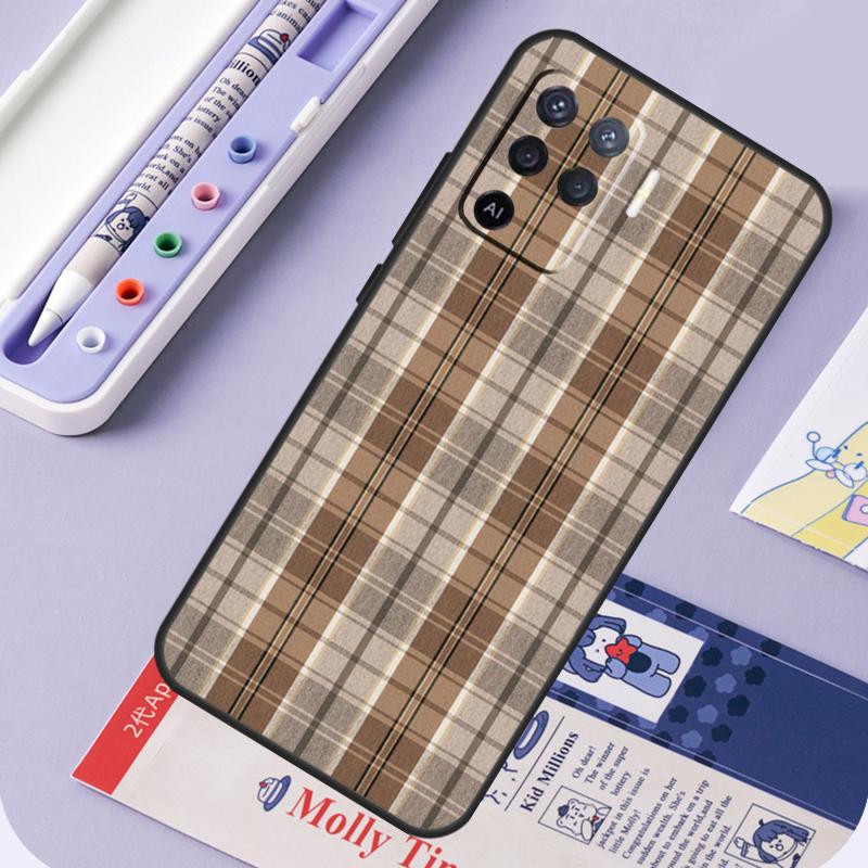 

Brown Plaid For Oppo A40 A60 A80 A94 A74 A54 A15 A18 A38 A58 A78 A98 A16 A76 A96 A57 A17 A77 A5 Pro Case OPPO A74 5G