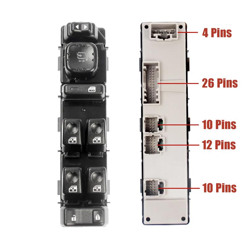 15883319 Window Control Switch For GMC Sierra Yukon XL Chevy Avalanche Suburban Tahoe Cadillac Escalade Hummer H2 2003-2006   4.