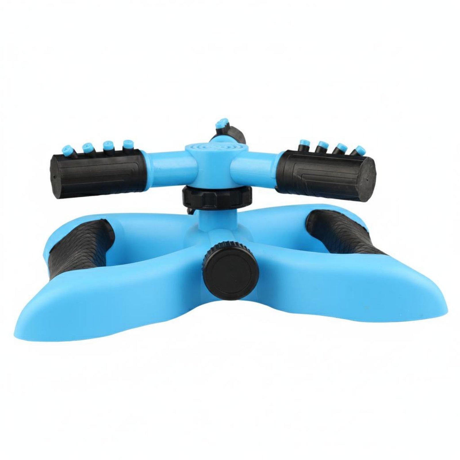 360 Degree Lawn Sprinkler Stable Base 360 Degree Rotating Sprinkler Three-Pronged Water Sprinkler Connectable in Series синий