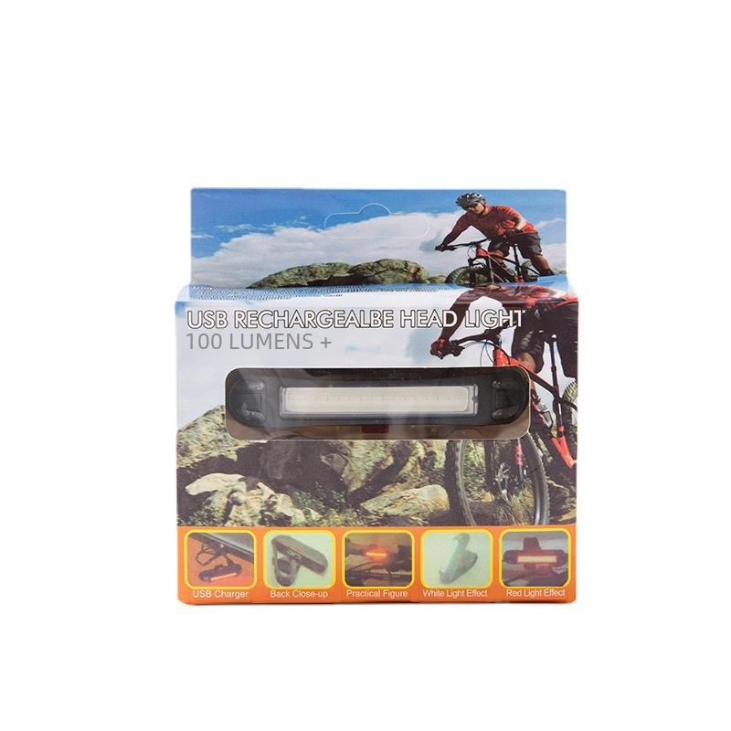 USB Rechargeable Bicycle Tail Light - Three-Color Flashing COB Brightness for Cycling Safety