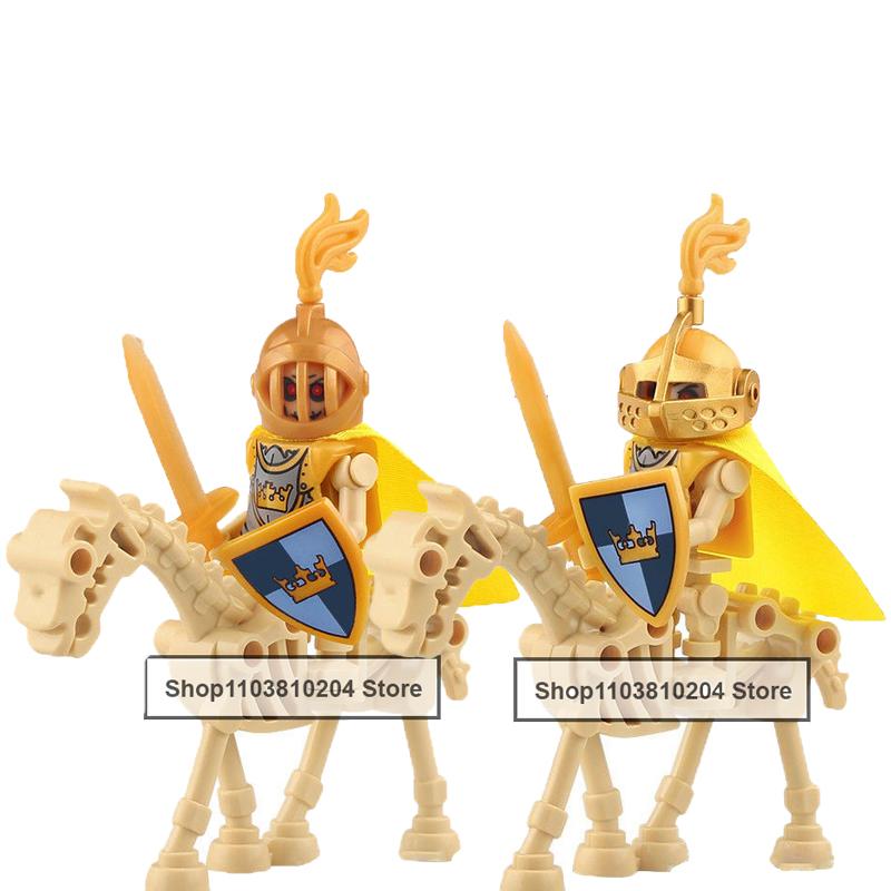 Skeleton Soldier Army King Knight Undead Horse Warrior Bricks Building Block Ringwraith Saddle Roman Soldiers Sword Waffen Toys