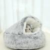 Plush Round Cat Bed Pet Mattress Warm Soft Comfortable Basket Cat Dog 2 In 1 Sleeping Bag Nest for Small Cat Puppy