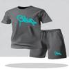Youth Men's Fashionable Casual Sports Two-Piece Set Print Summer Short-Sleeved T-Shirt And Shorts Ensemble