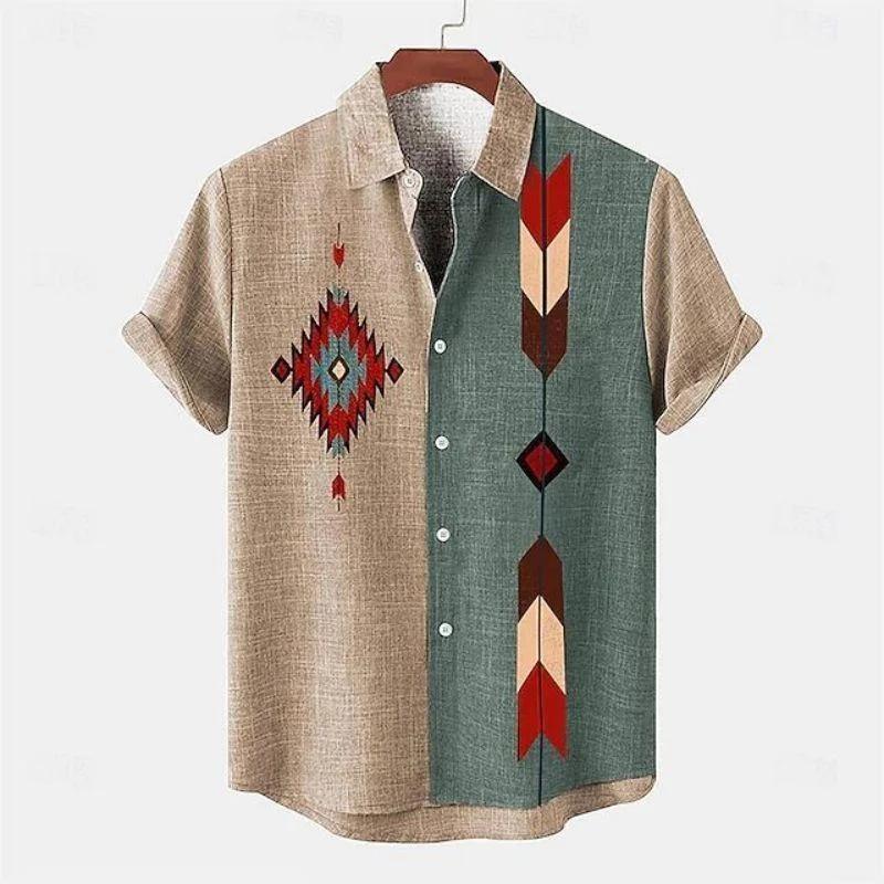 Modern minimalist 3D short sleeved shirt, comfortable, popular in summer and autumn, African tribe