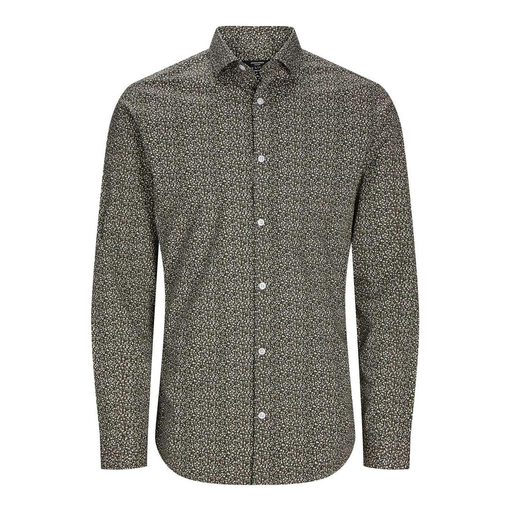 Jack And Jones Mens Leaf Print Slim Long-Sleeved Shirt