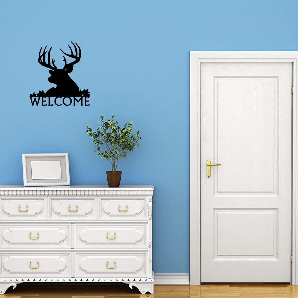 Deer Metal Wall Art Indoor Outdoor Welcome Sign Modern Home Decor