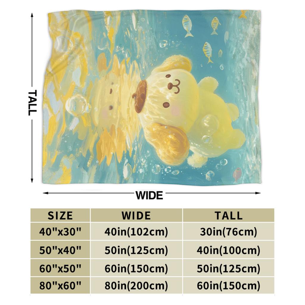 Poms Poms Purins Blanket  Warm Novelty Plush Throw Blanket For Children Couch Chair Sofa Bed Flannel Bedspread Bed Cover
