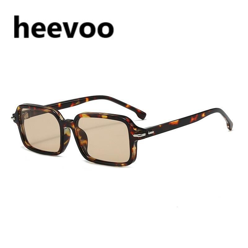 Occhiali da Sole Quadrati Vintage per Uomo Donna Lente Verde Oceano UV400 Montatura Rettangolare Occhiali alla Moda Borchie Occhiali da Sole