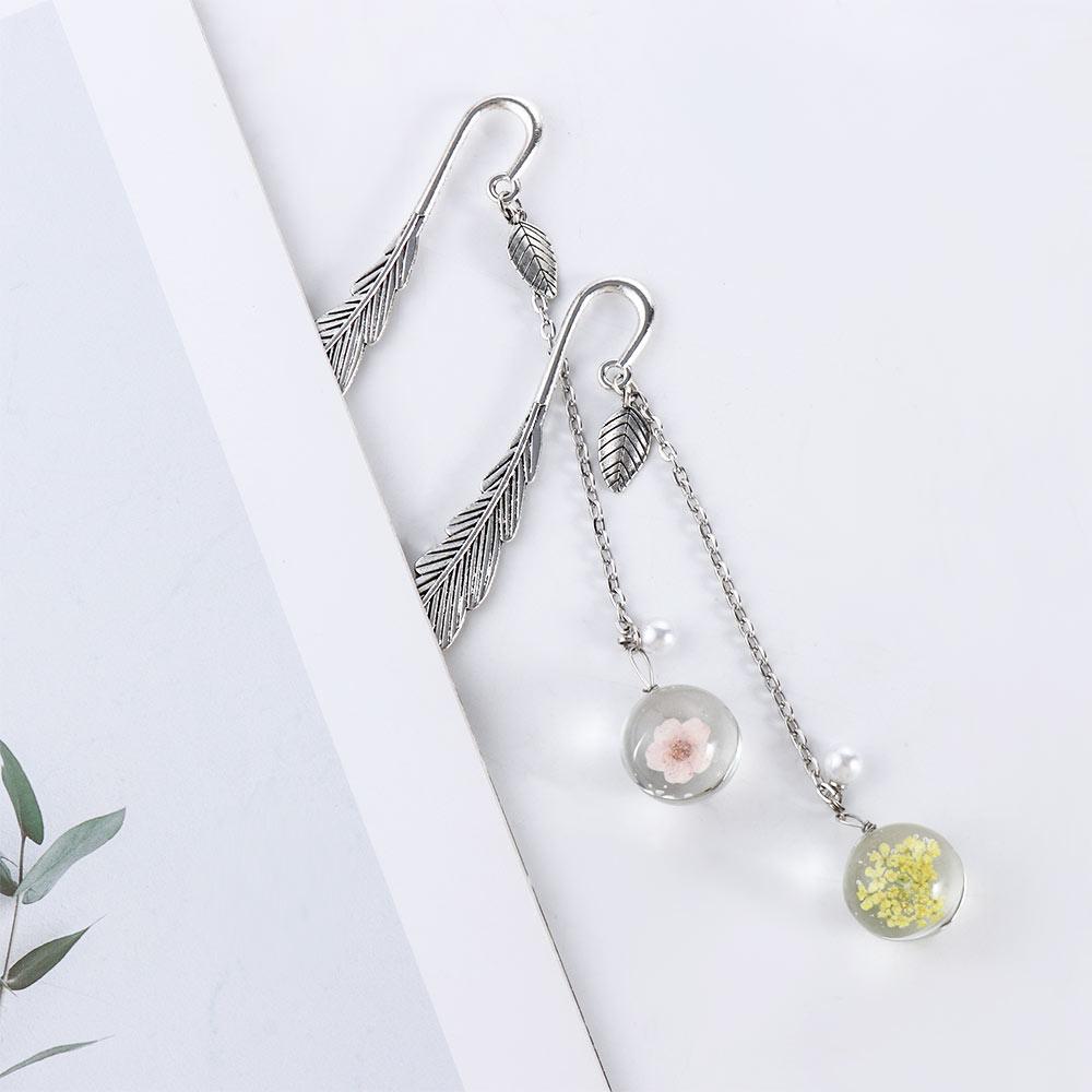 Bookmark Book Page Holder Crystal Pendant Bookmark Metal Book Mark Dried Flower Flower Specimens