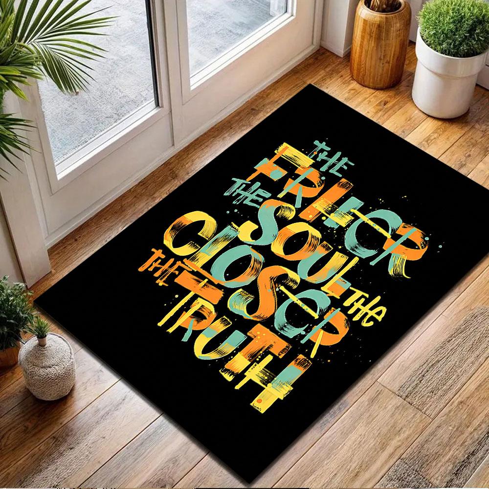 "The Freer the Soul, Closer the Truth" Patterned Carpet, Non Slip Mat Suitable for Living Room and Bedroom Sofas
