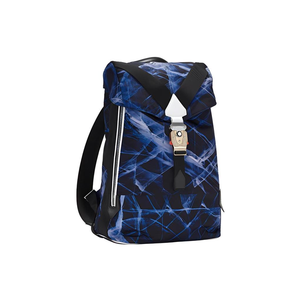 Montblanc Glacier Blue Special Edition Glacier Print Climbing Buckle Nylon Spliced Eco-Friendly Leather Fabric Medium Backpack Unisex Backpacks 129736