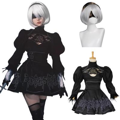 Cosplay paruka YoRHa 2 Type B z kostýmu pro dospělé pro kulturní a jevištní vystoupení 2 Type B Velikost [Vynikající kvalita] Ne. (2B) Nier Automata,