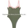 European & American Color Block One-Piece Swimsuit: Sexy, Fresh, High-Waisted, Conservative Design