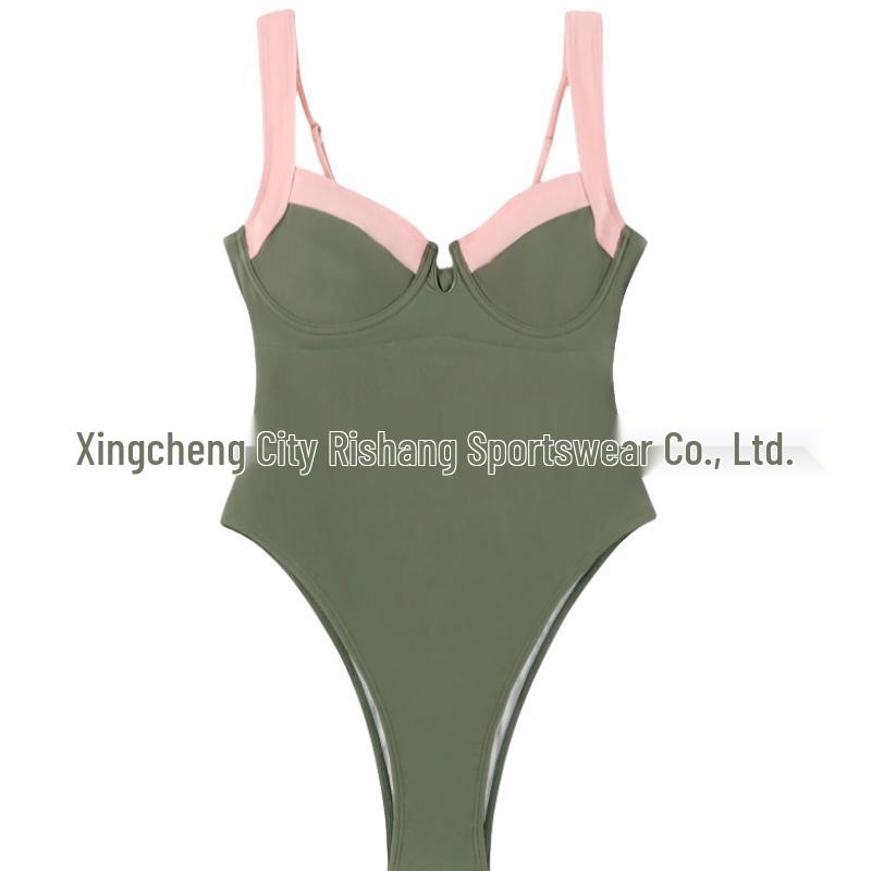 European & American Color Block One-Piece Swimsuit: Sexy, Fresh, High-Waisted, Conservative Design