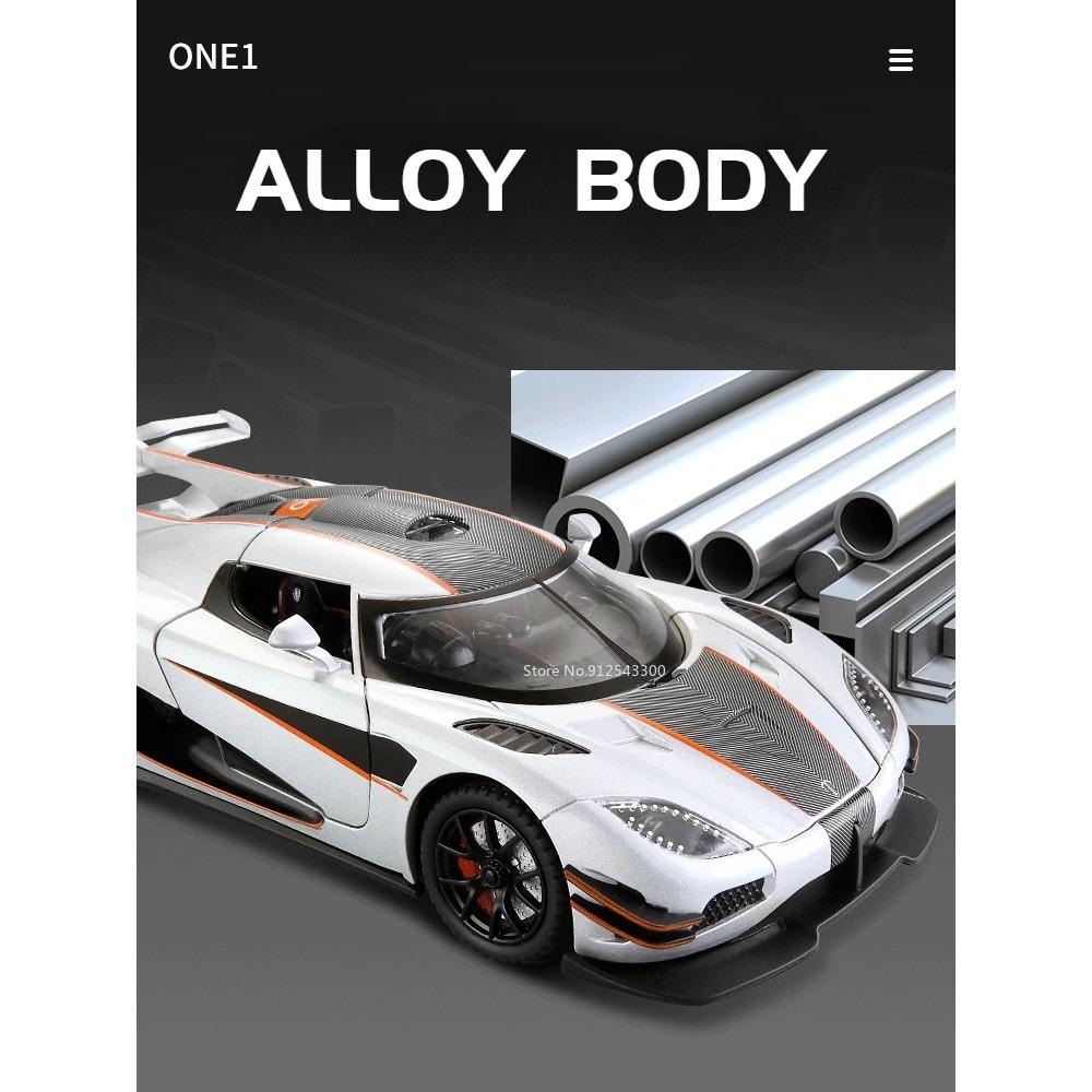 1/24 Koenigsegg One1 Alloy Model Samochodu Zabawka Diecast z Dźwiękiem i Światłem Pull Back Symulacja Skala Model Samochodu Zabawka dla Chłopca Prezent Urodzinowy