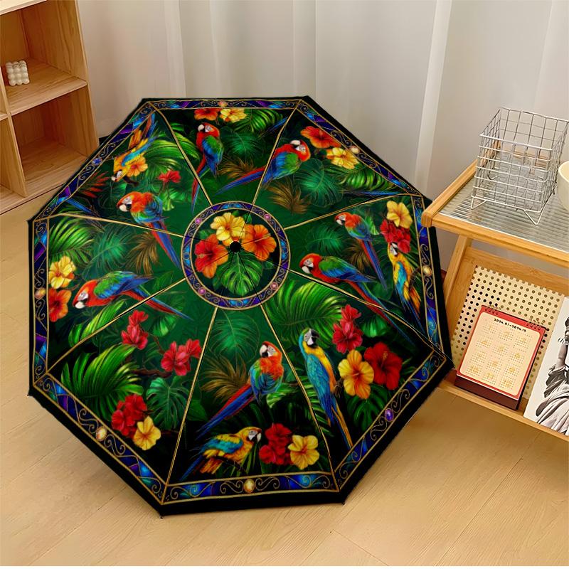 

Vibrant Orchids in Circular Frame Theme Automatic Umbrella Compact 8-Rib Design Sturdy Construction Durable Umbrella Stylish Accessory