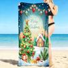 1Pc Christmas Night Scene Beach Towel, Quick Dry, Multi-Use for Beach Pool Gym Yoga Home Travel, Christmas, Halloween, Xmas Gift S341