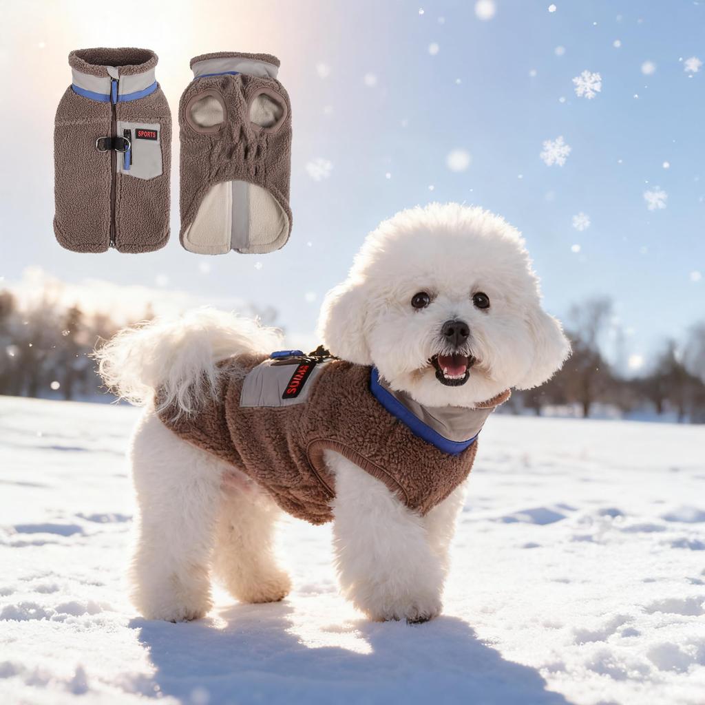 Polarowa kamizelka dla psa z zamkiem na plecach i D-ringiem – miękka ciepła kurtka dla zwierząt domowych na zimowe spacery, lekka termiczna kamizelka dla psów małych i średnich