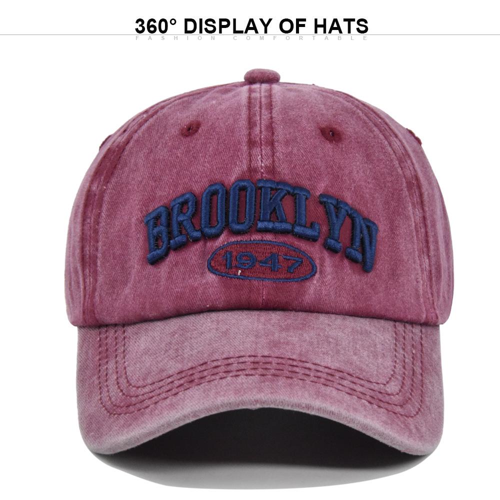 Brooklyn Embroidery Cross-Border Baseball Cap - Washed Sun Hat with Curved Brim