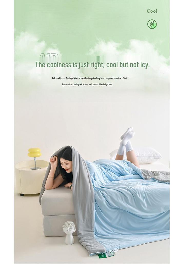 Cool Silk Pure Color Summer Quilt - Lightweight, Machine Washable, Thin Blanket for Air Conditioning