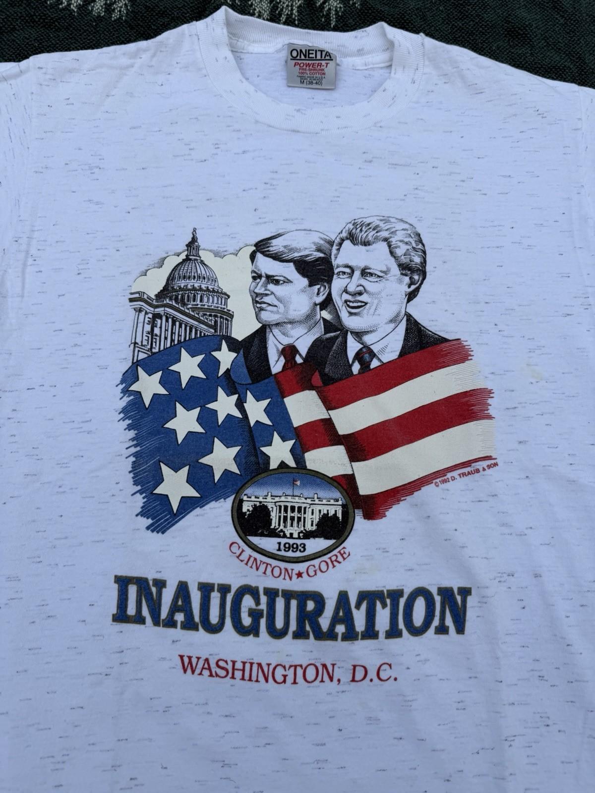 Vintage 90s Bill Clinton Al Gore USA Politics Grey Mens Shirt Size Medium Unisex T-Shirt XXXL