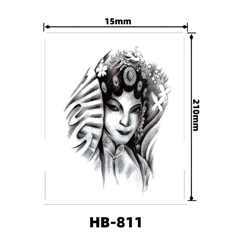 Waterproof Non-Reflective Geisha Hannya Turtle Tattoo Sticker Customizable by Image 21cm x 14.8cm