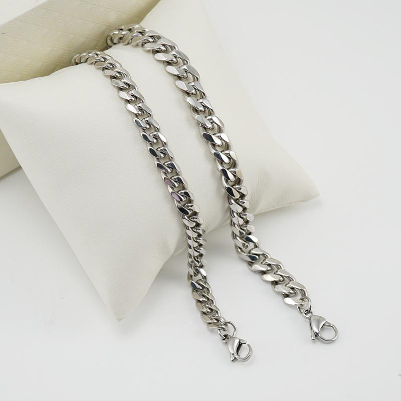 Men's Polished Titanium Steel Six-Sided Cuban Chain Bracelet - Simple, Versatile Hip Hop Style