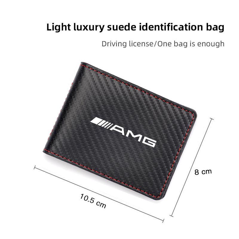 Car Suede Driver License Holder ID Card Bag Tire Valve Cap For Mercedes Benz AMG W204 W205 W203 W211 W212 W213 W201 W210 W124