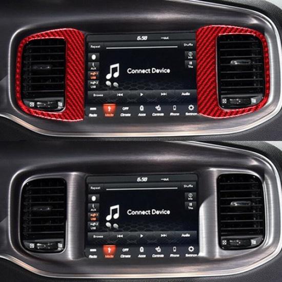 2x Carbon Fiber Center Air Vent Outlet Cover Trim For Dodge Charger 2015-