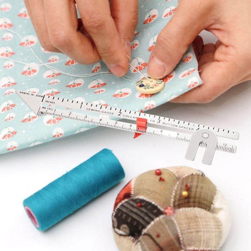 Metal Sliding Gauges Sewing Ruler Measuring Tool Measuring Sewing Gauges Fabric Quilting Ruler for Crafting