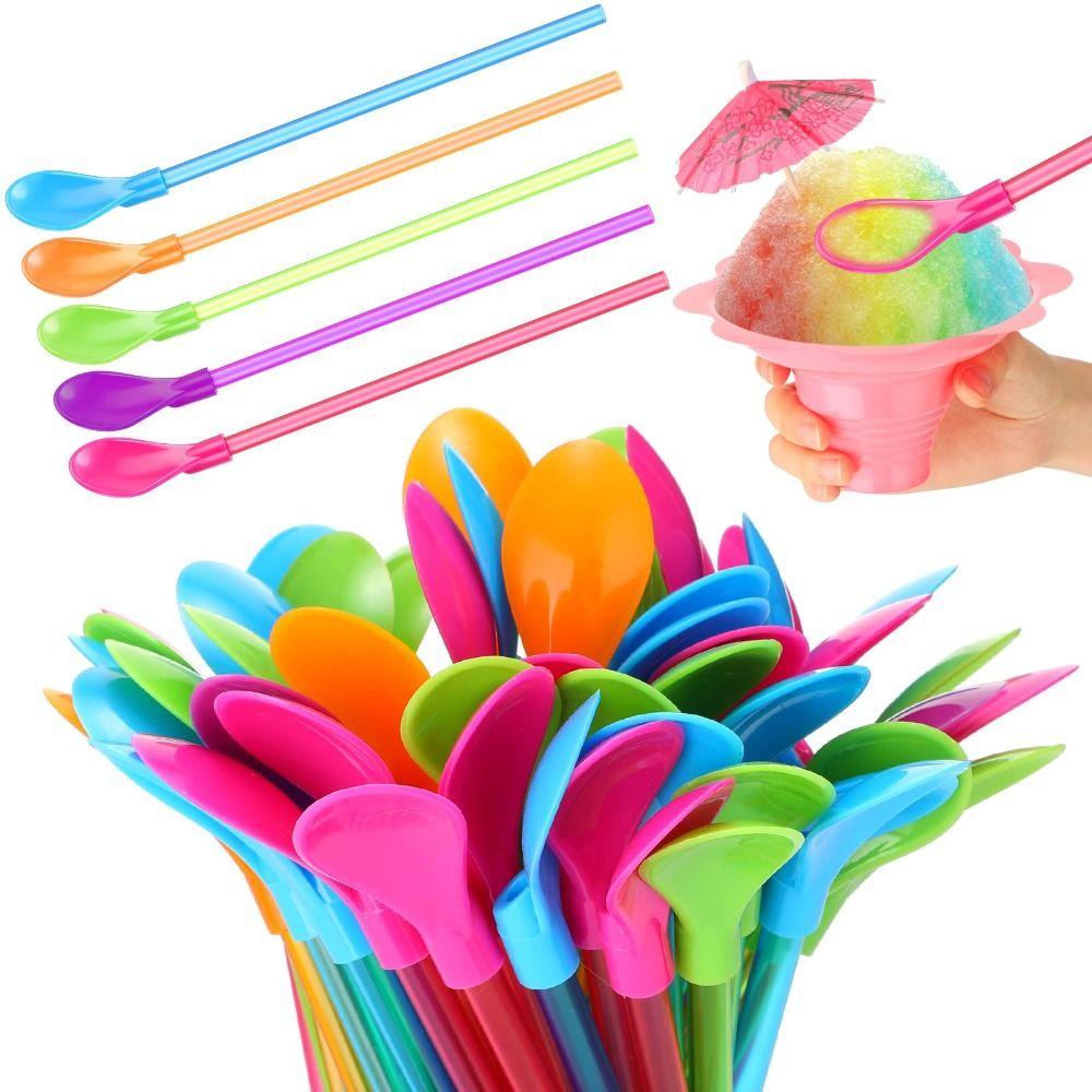

8Pcs Colorful Detachable Straws Party Supplies Stirring Spoon Hot Spoon Straws Smoothies