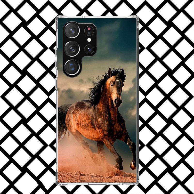 Black Horse Galloping Phone Case for Samsung Galaxy S26 S25 Edge S24 S23 Ultra S22 Plus S21 FE S20 + Soft Cover Print Fundas Gal