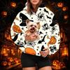 Women's Fashion Halloween Print Hoodie with Pet Pocket, Casual Pullover Sweatshirt for Fall