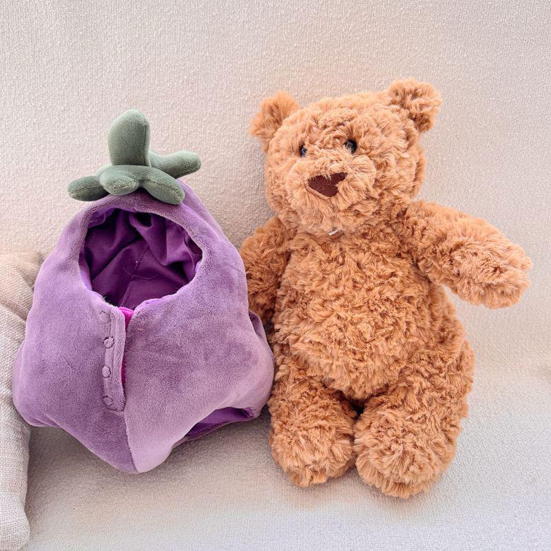 Barcelo miś bakłażan lalka lalka pluszowy bakłażan miś zabawka lalka uroczy prezent świąteczny wesele posypka