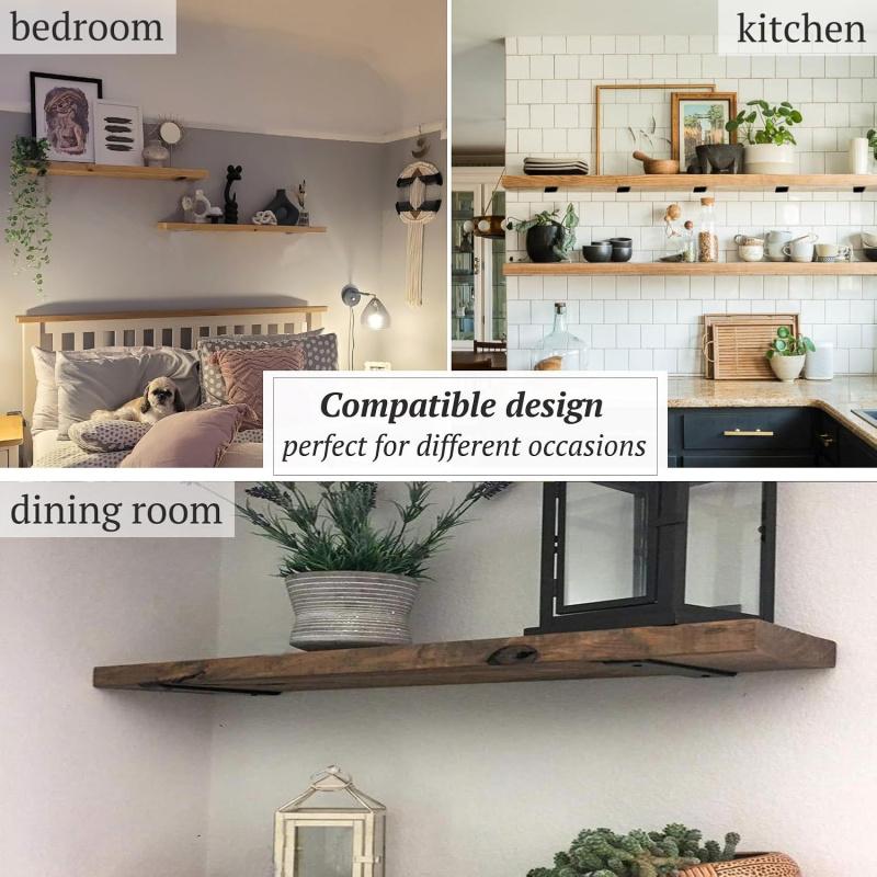2Piece Shelf Bracket 30.48 Centimeter Floating Shelf Bracket 0.57 Heavy-Duty Hidden Shelf Bracket Iron Metal Support for Shelves