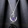 Huitan Charming Purple Pendant Necklace for Women Temperament Elegant Bridal Wedding Neck Accessories Eternity Jewelry