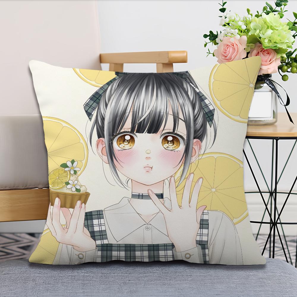 Soft Comfortable Pillow Case for Sofa Soda Living Couple Anime Manga Room Home Office Decor H-Honey L-Lemon and Protective Cover