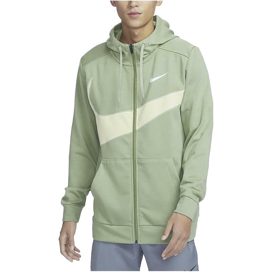 Nike Colorblock Quick-Dry Hooded Zip-Up Casual Jacket Men Outerwear Olive-Green FB8576-386