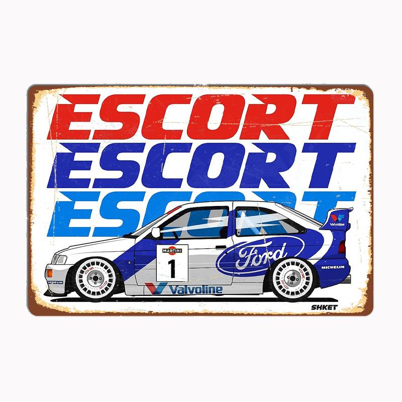 FD ESCORT RS COSWORTH RALLY CAR Classic Car Vintage Metal Poster Sign Club Custom Indoor Wall Tin Sign Room Decor Home Decor