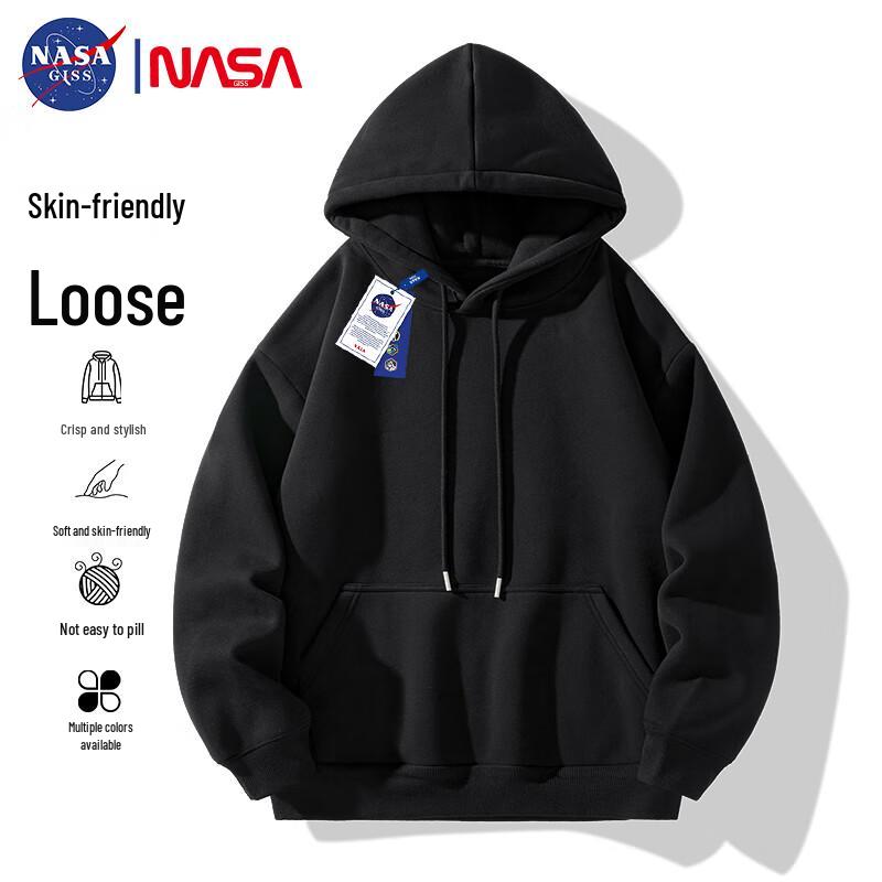 NASA GISS Men's Solid Loose-Fit Hooded Sweatshirt