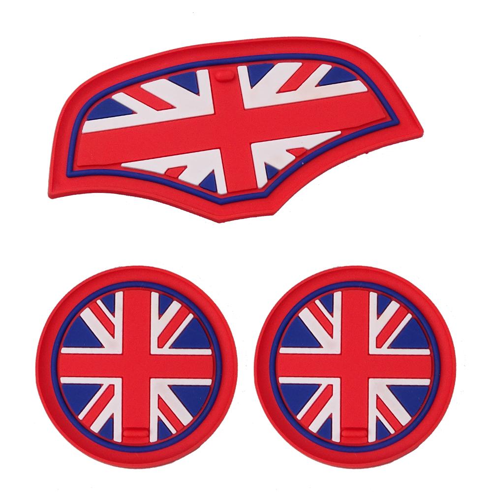 3Pcs Union Jack Car Cup Coffee Cushion Storage Auto Non-slip Mat Pad Accessories For Mini Cooper Clubman F55 F56 F60 F54 F57
