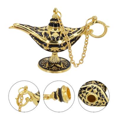 Classic European Vintage Hollow Legend Aladdin Genie Lamp Incense Burners Metal Wishing Lamp Miniature Figurines Home Decoractio