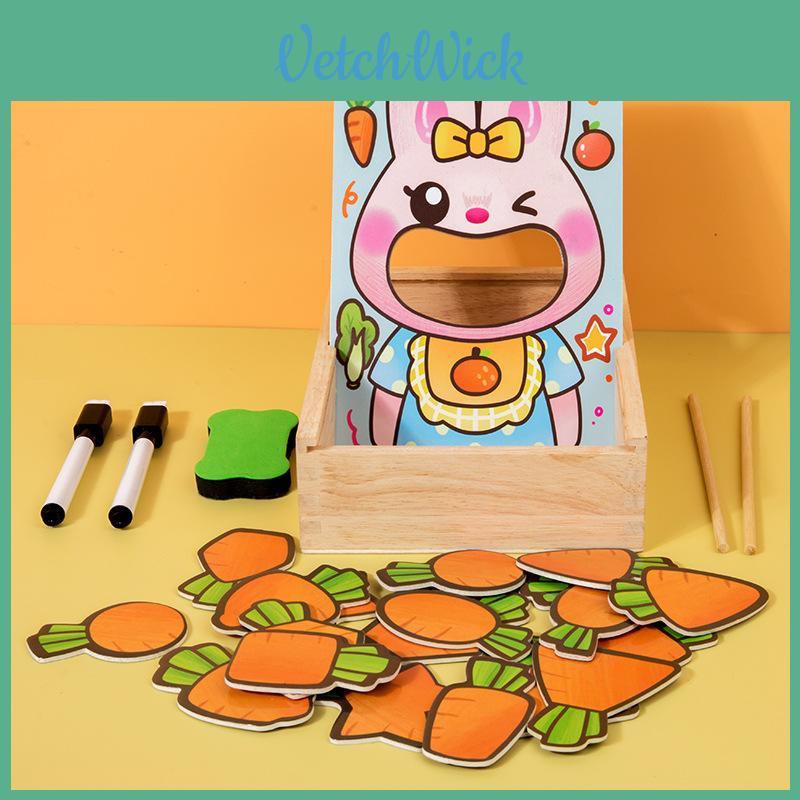 Wooden Feeding Carrots Rabbits Game Children Puzzle Toys For Fine Motor Training And Shape Recognition