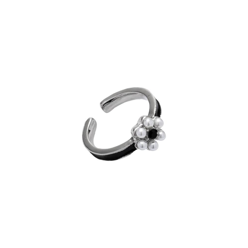 Elegant Vintage Pearl Flower Ring - French-Inspired Design for Women
