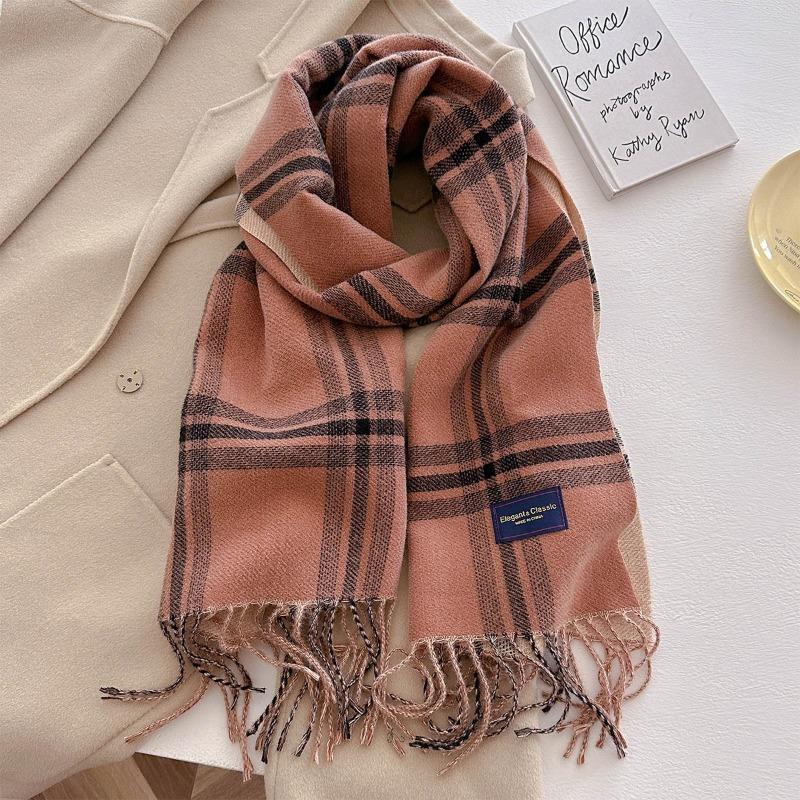 Autumn and winter new versatile scarf women's thickened woven thick beard fringed warm scarf imitation cashmere shawl