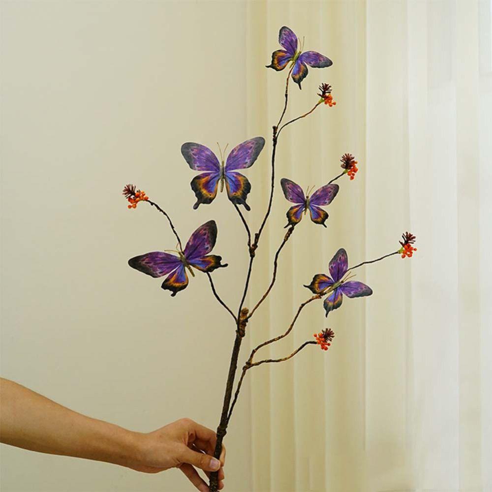 

Realistic Silk Butterfly Flower Plastic Simulated Branch Butterfly Living Room Decor фіолетовий