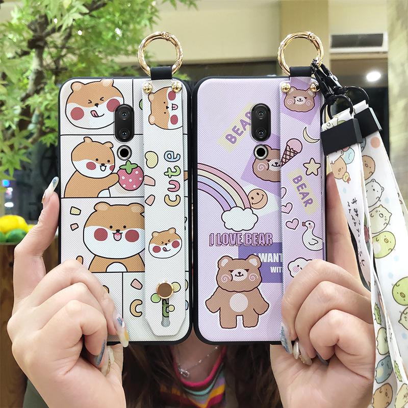 Soft case Ring Phone Case For Meizu 15/15 Lite Wristband Anti-dust Back Cover Waterproof Cute Lanyard Cartoon Silicone